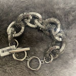 Banana Republic Diamond Cut Ringed Bracelet with Adjustable Clasp-New